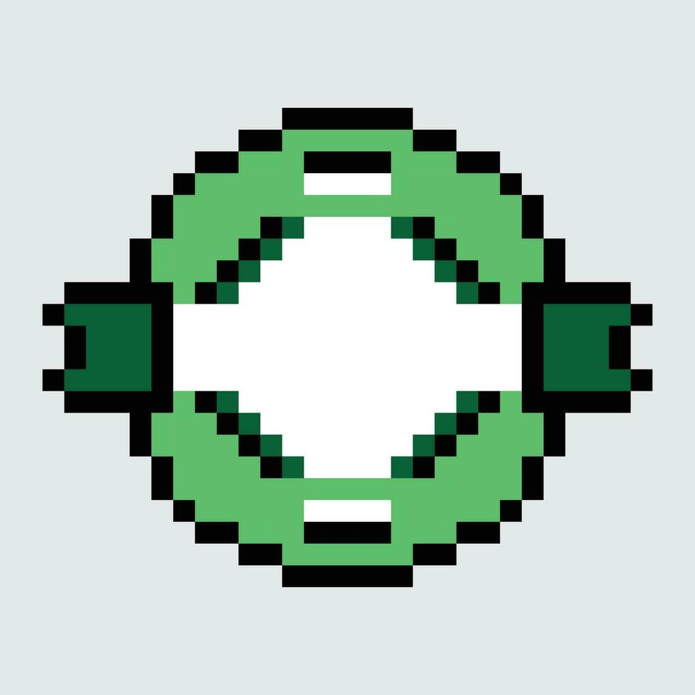 a pixel style image of a green and white circle vector