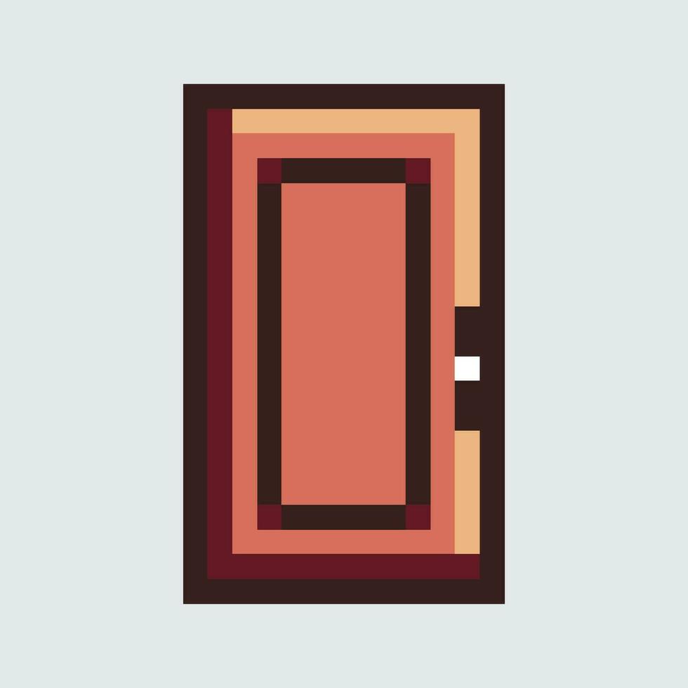 an illustration of a door in pixel style vector