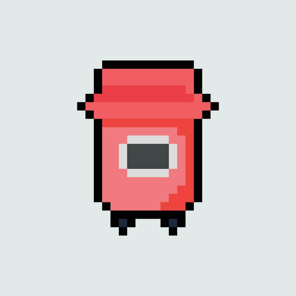 píxel basura lata icono vector ilustración