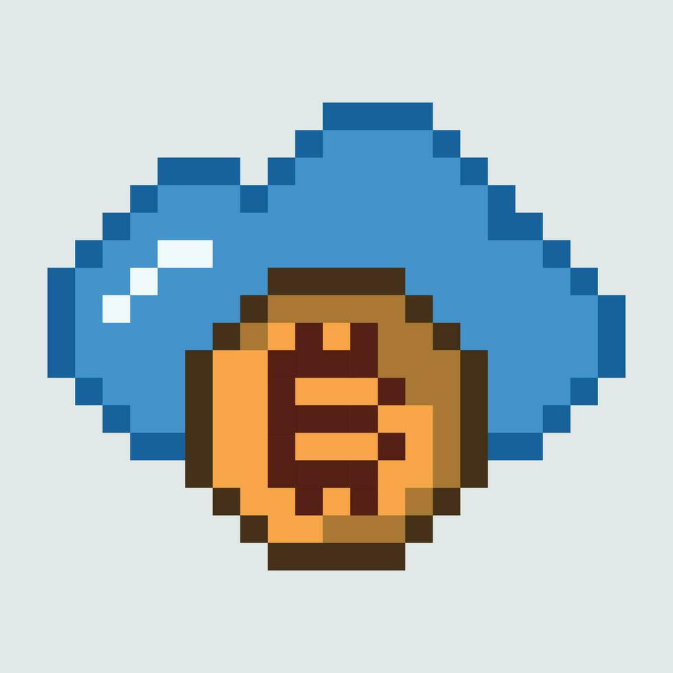 bitcoin cloud icon pixel art vector