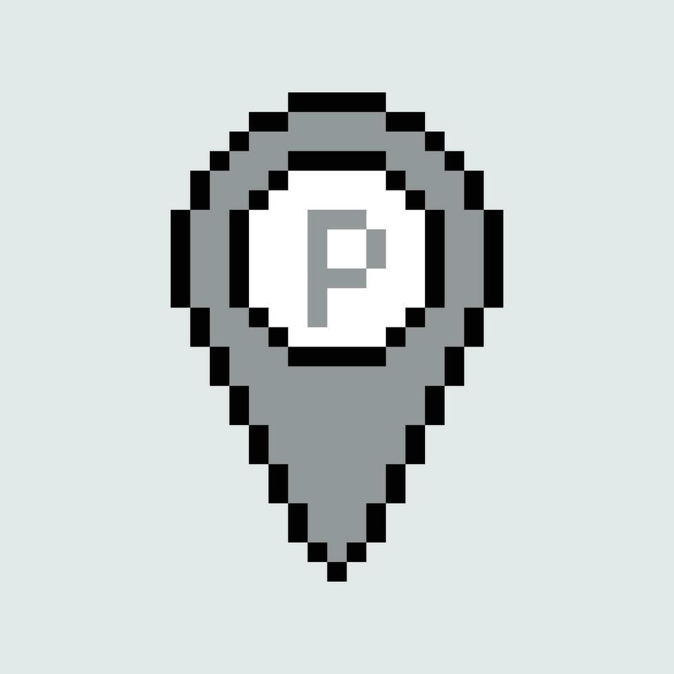 a pixelated map pointer icon on a gray background vector
