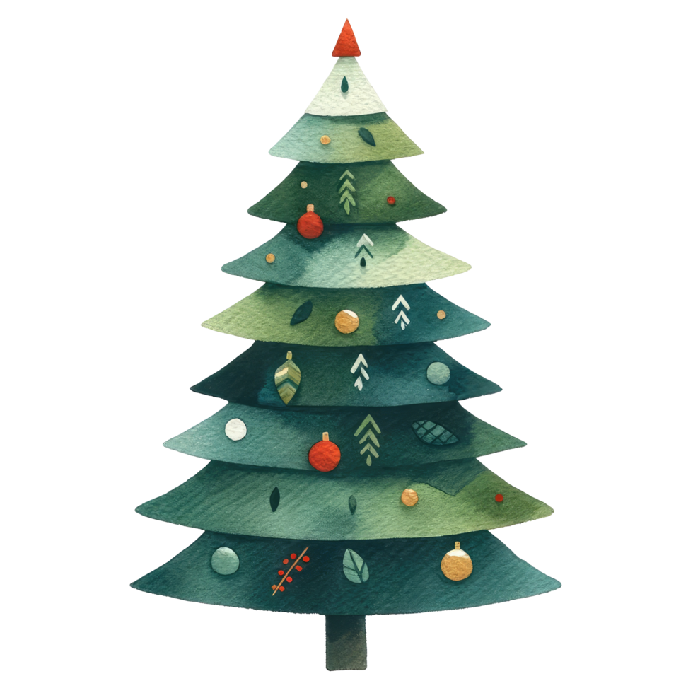 AI generated Watercolor Christmas tree isolated. png