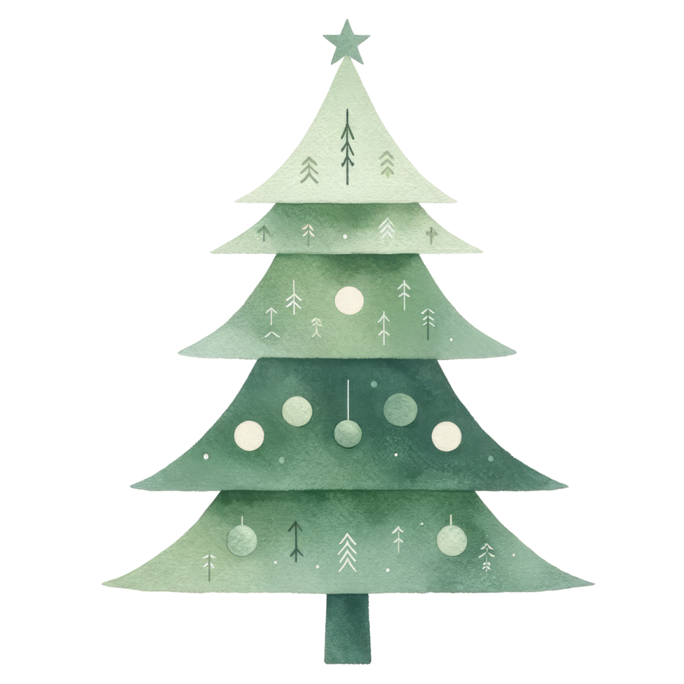 AI generated Watercolor Christmas tree isolated. png