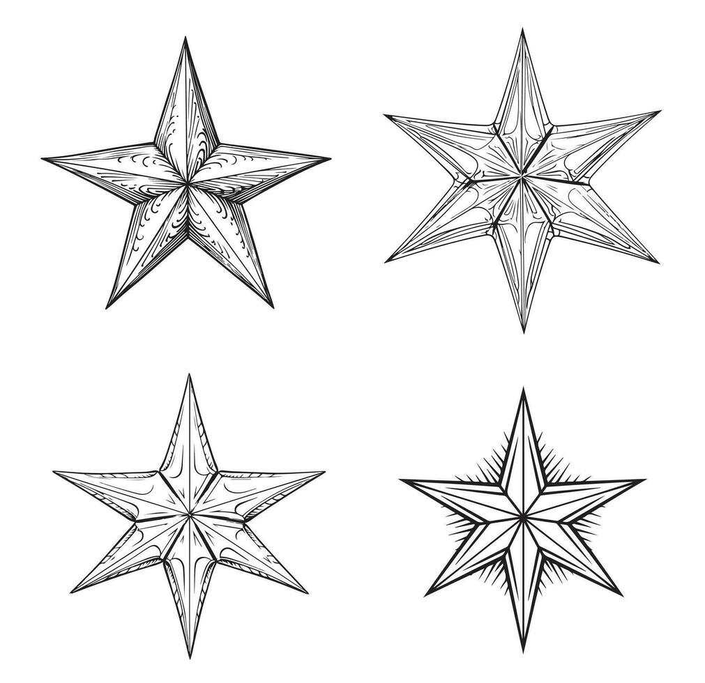 Star icons. Twinkling stars. Sparkles, shining burst. Christmas vector symbols