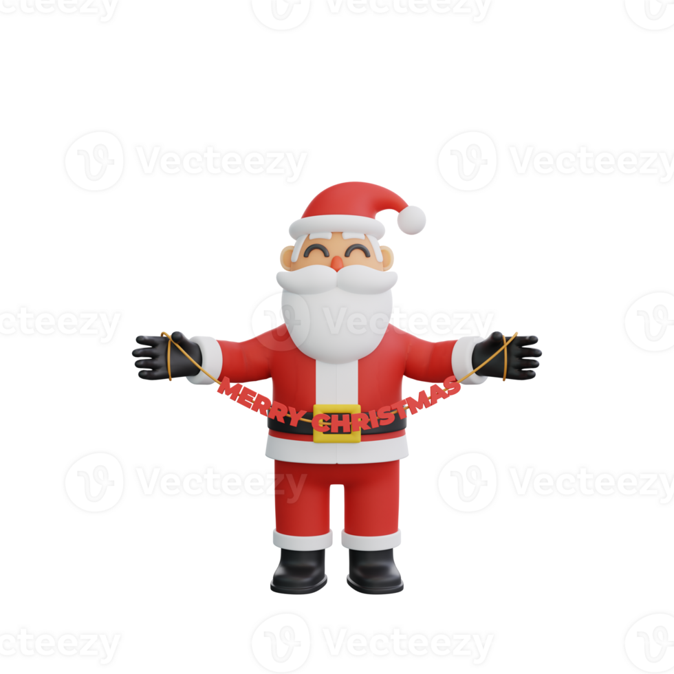 3d rendering Santa Christmas Greeting png