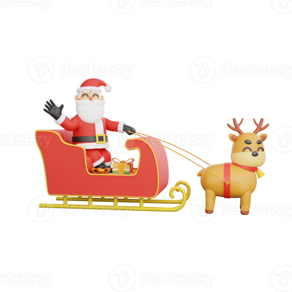 3d Rendern von Santa Schlitten Reiten png