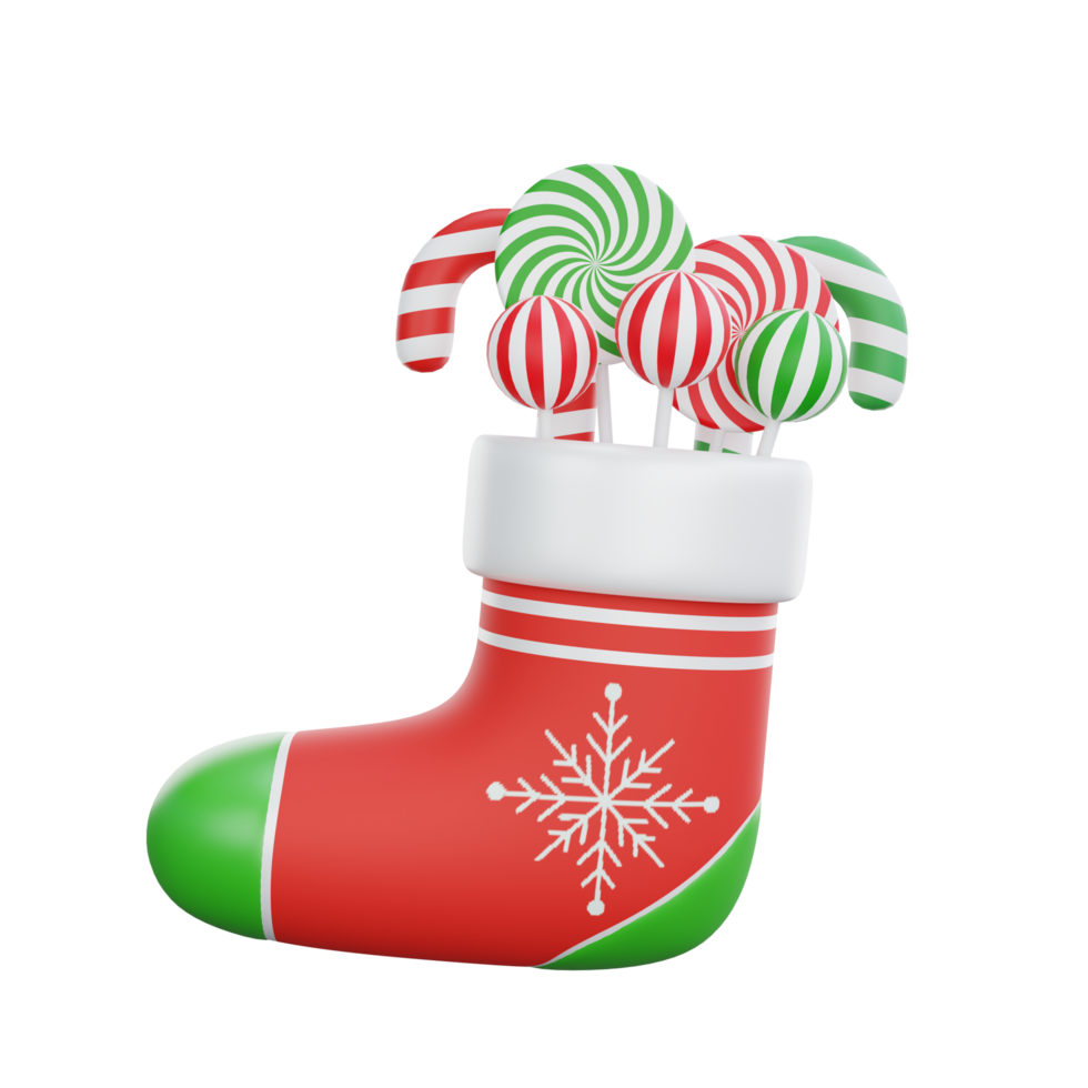 3D illustration of a Christmas sock icon png