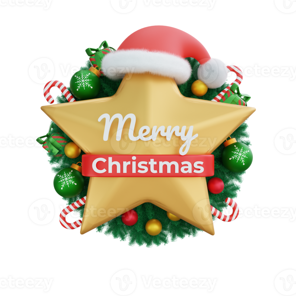3D illustration of Festive Christmas Star decoration png