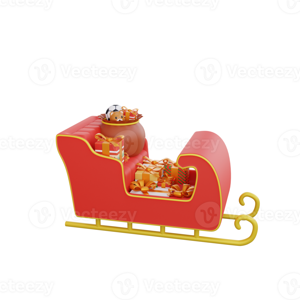 3d Illustration von ein Weihnachten Schlitten mit ein Geschenk Symbol png