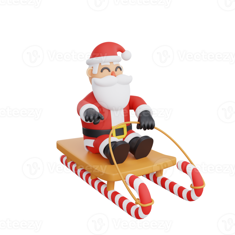 3d rendering Santa Candy Cane Sleigh Ride png