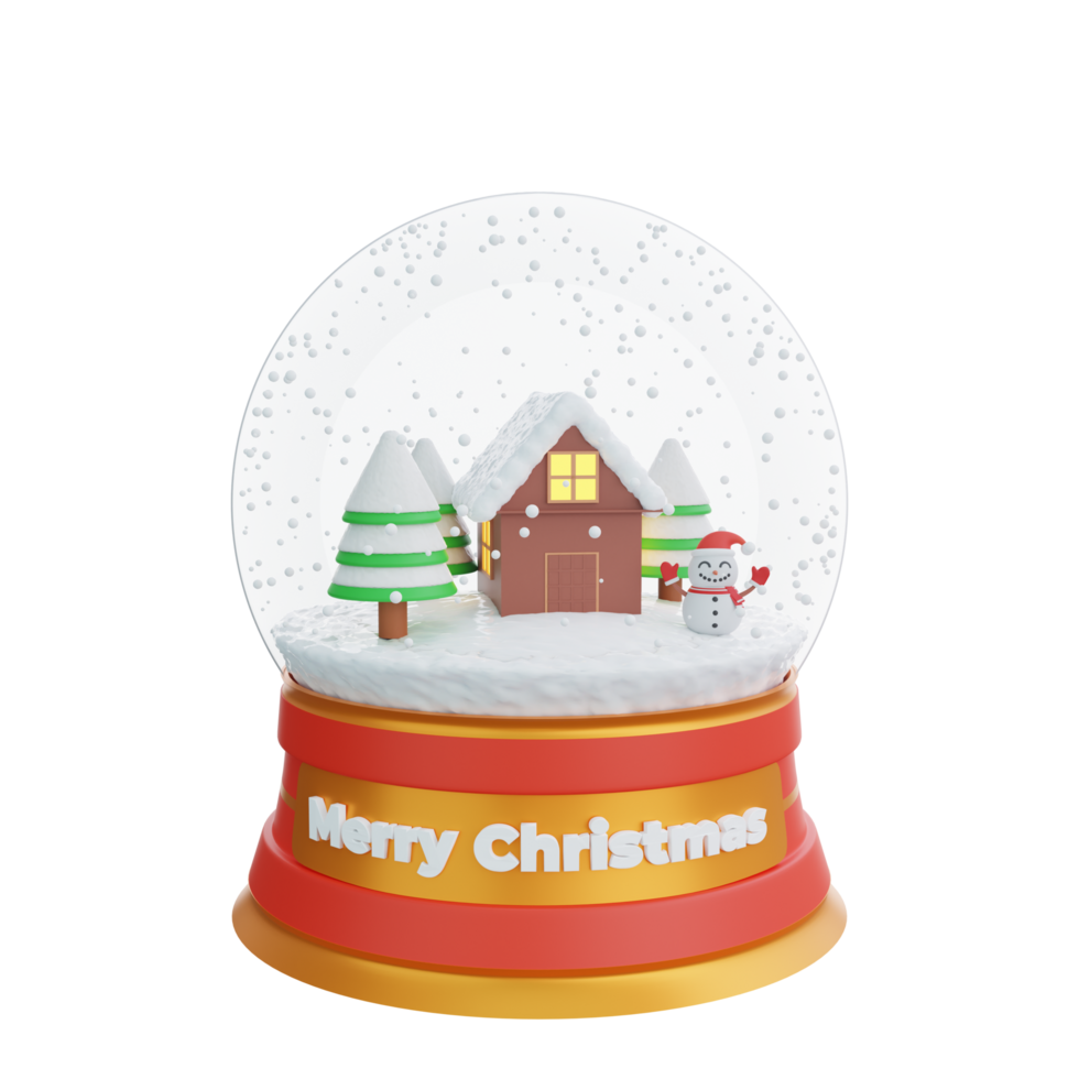 3D illustration of festive christmas snow globe decoration png