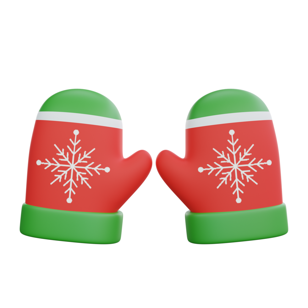 3D illustration of a Christmas gloves icon png