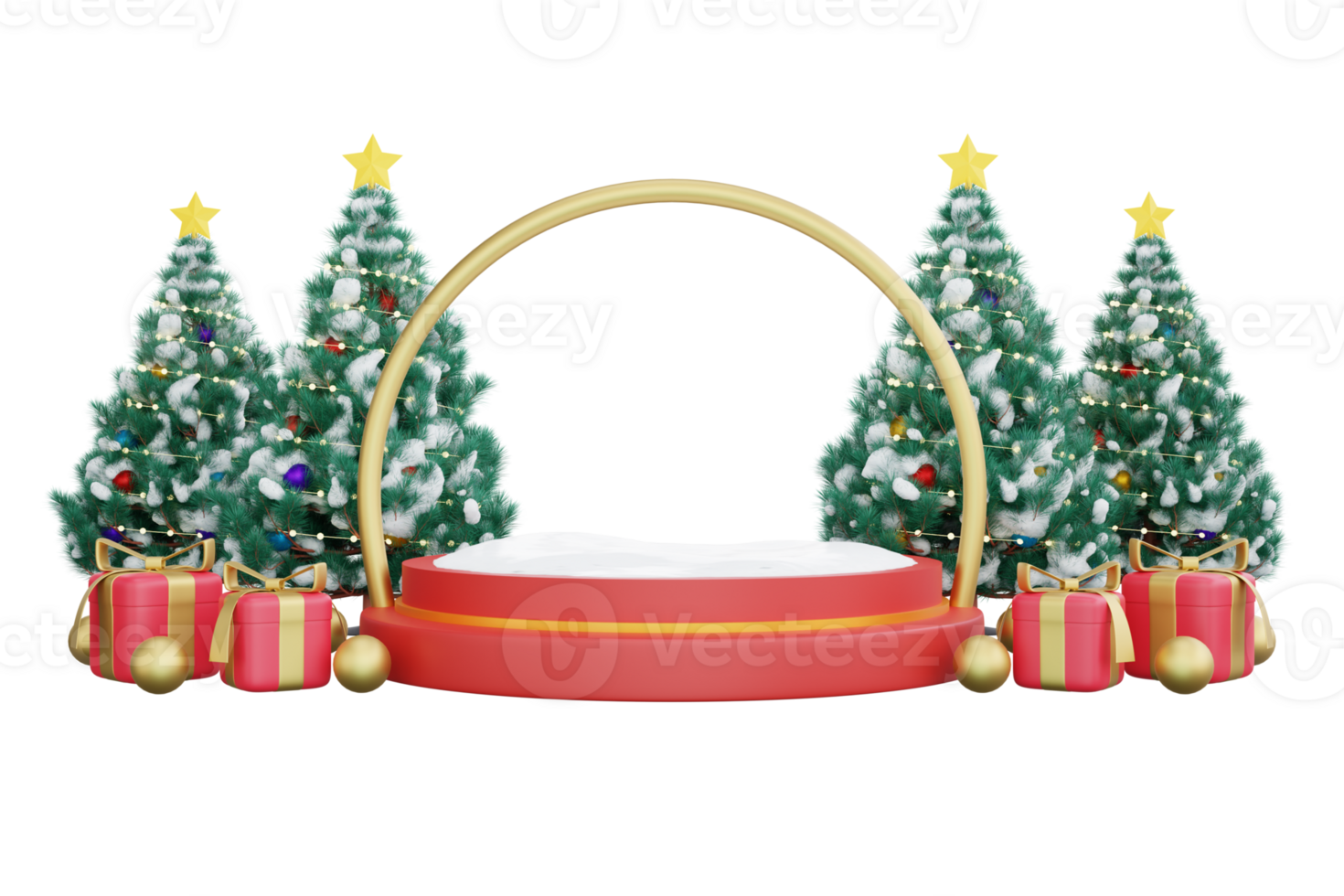 3D illustration of a festive christmas display with a decorative podium png