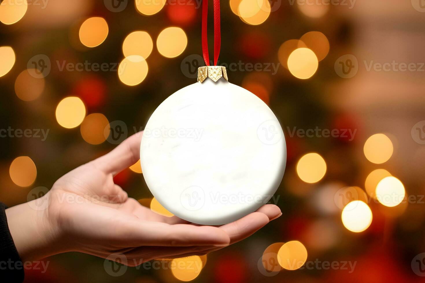 AI generated Blank Ball Shape Christmas Ornament, Christmas Ornament Mockup photo