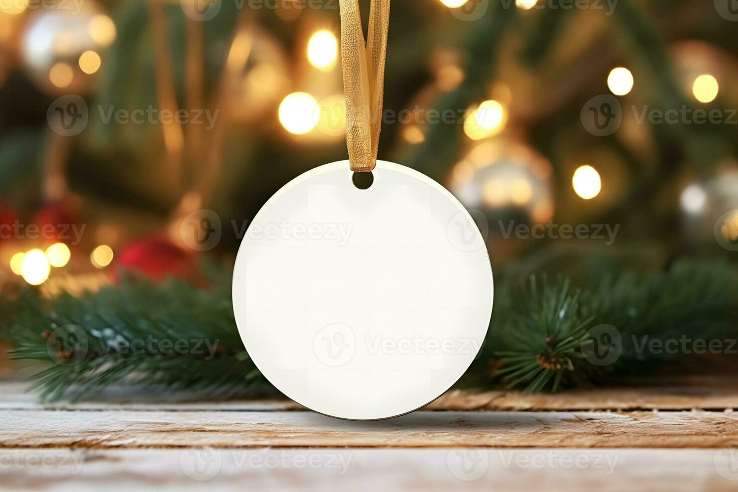 AI generated Blank Round Shape Christmas Ornament, Christmas Ornament Mockup photo