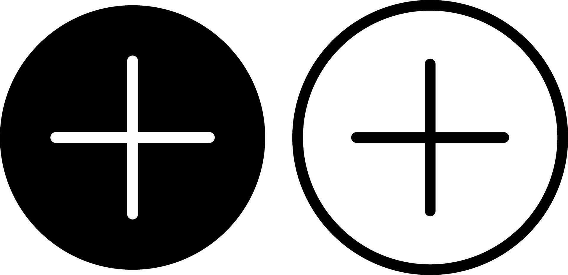 add icon, plus sum positive sign symbol, glyph and line style. Vector illustration