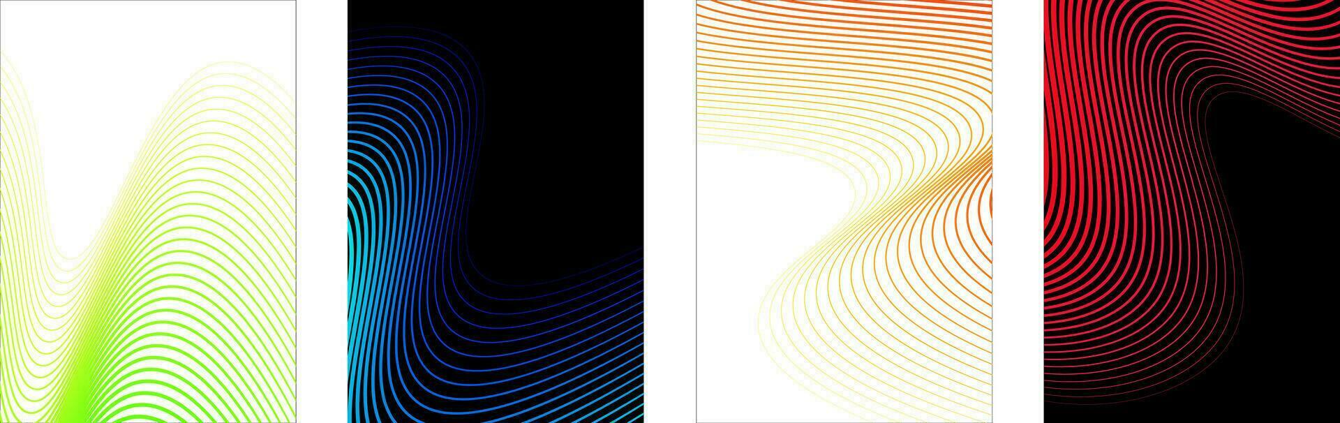 Set of abstract background, colorful gradient wavy lines, for poster, banner, cover technology. Vector illustration