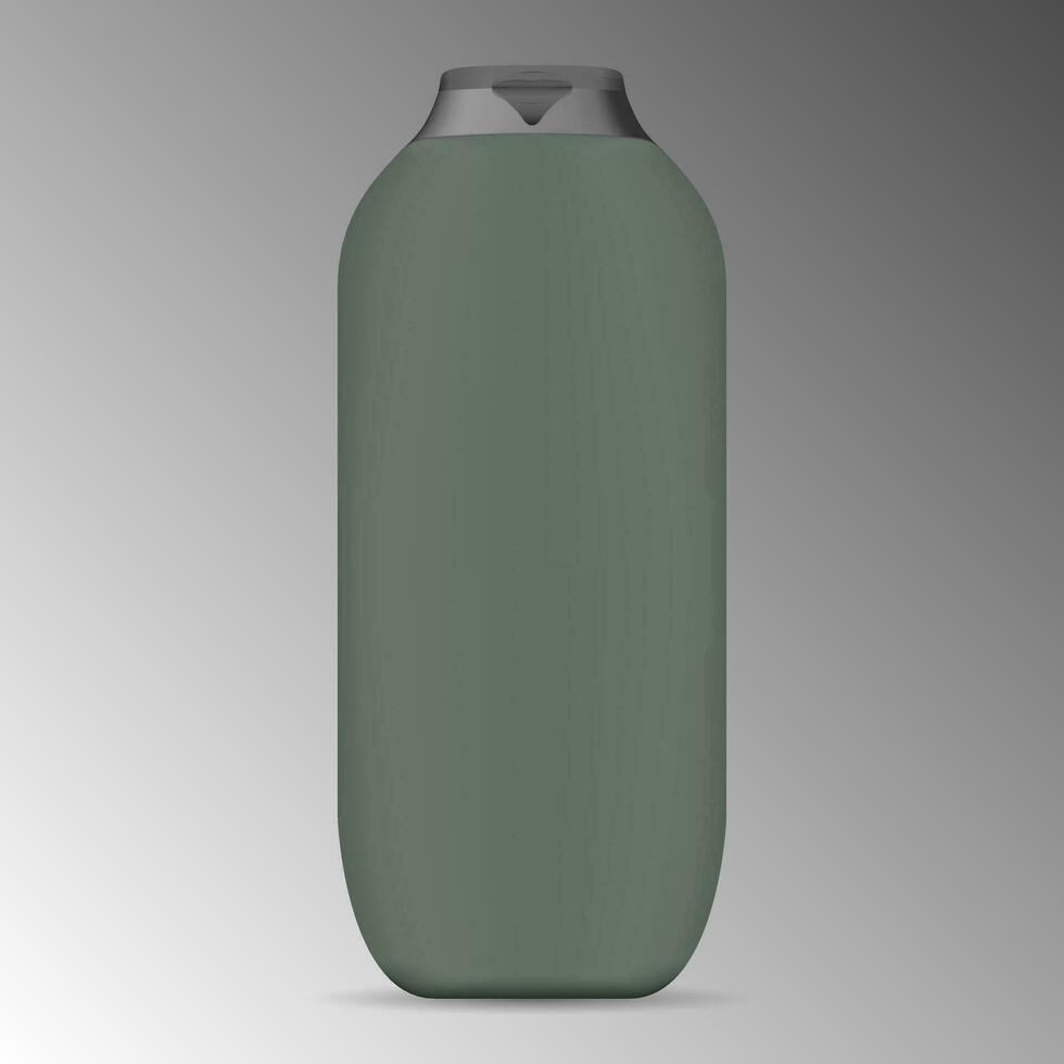 lujo hombre cosmético botella anuncios Bosquejo en militar estilo color para champú, ducha gel, líquido jabón. alto calidad 3d ilustración. vector