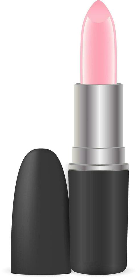 Cosmetic package for makeup. Lipstick mockup vector package illustration. Pink color in black shell. Ready for your design and branding.