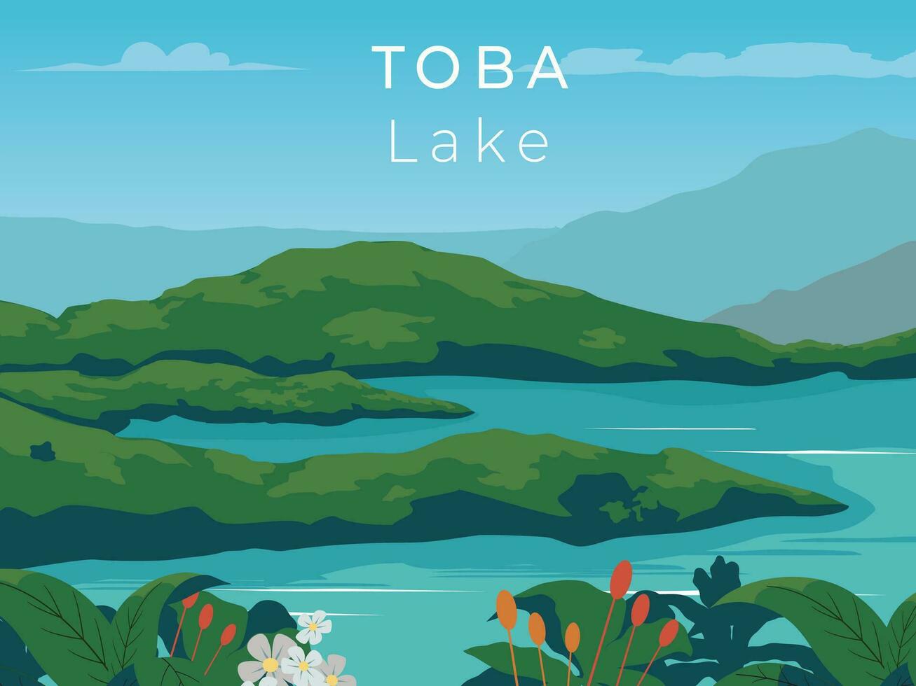 Toba lake Indonesia vector