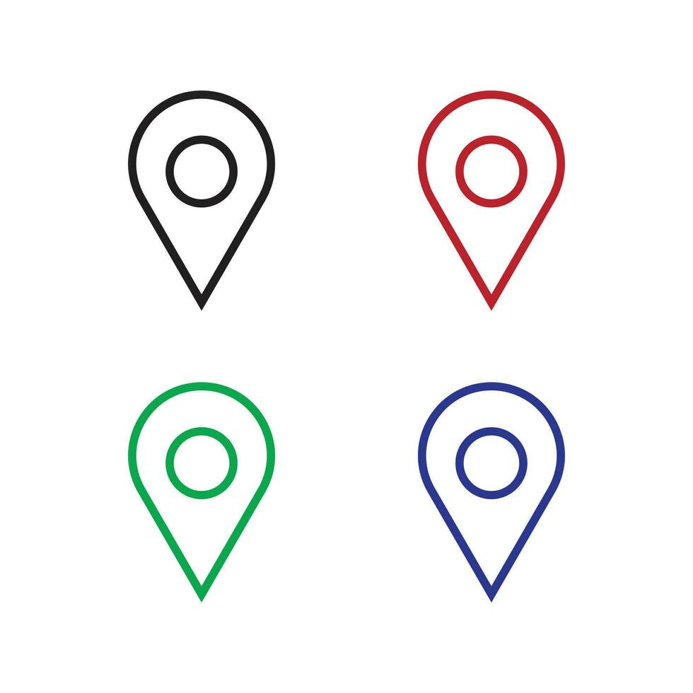 Line shape location icon set vector