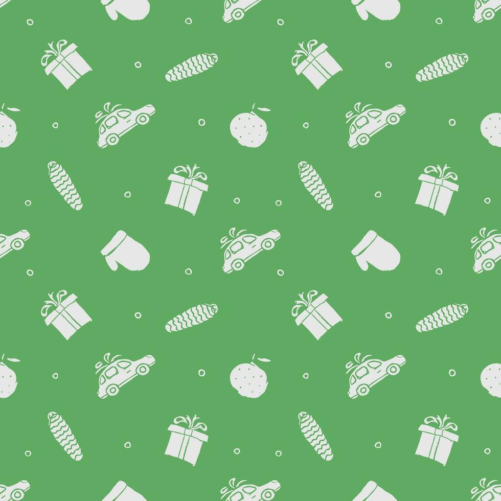 Seamless christmas pattern. New year background. Doodle illustration with christmas icons vector