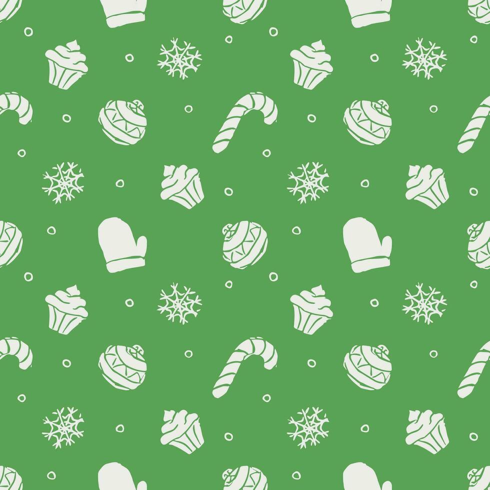 Seamless christmas pattern. New year background. Doodle illustration with christmas icons vector