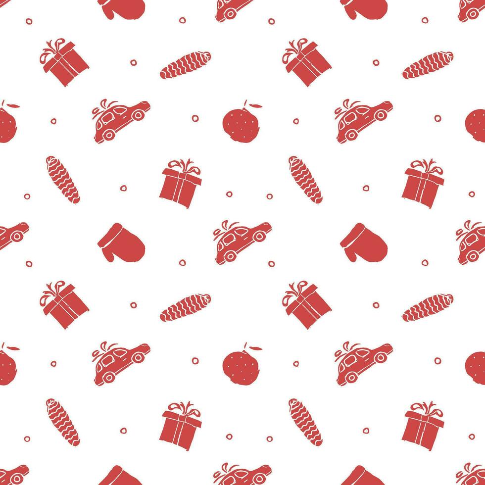 Seamless christmas pattern. New year background. Doodle illustration with christmas icons vector