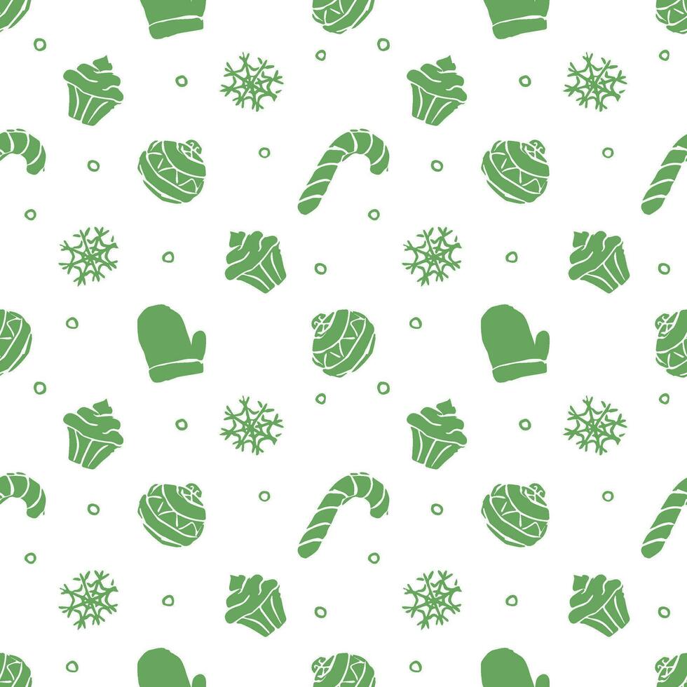 Seamless christmas pattern. New year background. Doodle illustration with christmas icons vector