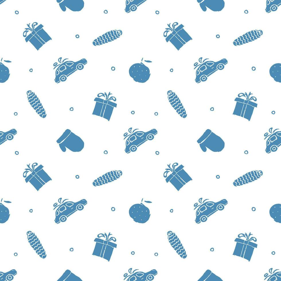 Seamless christmas pattern. New year background. Doodle illustration with christmas icons vector