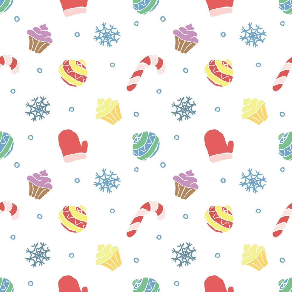 Seamless christmas pattern. New year background. Doodle illustration with christmas icons vector