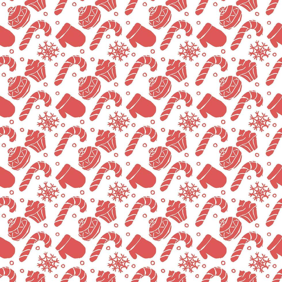 Seamless christmas pattern. New year background. Doodle illustration with christmas icons vector