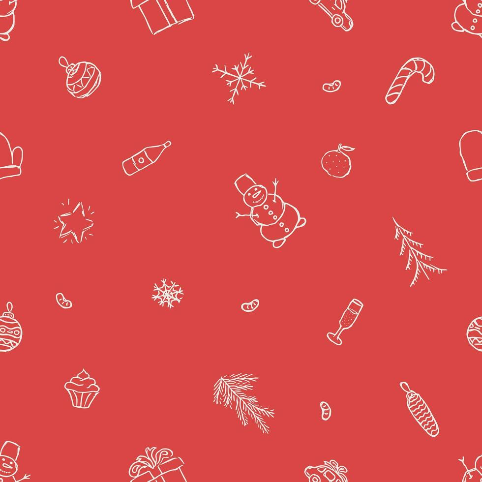 Seamless christmas pattern. New year background. Doodle illustration with christmas icons vector