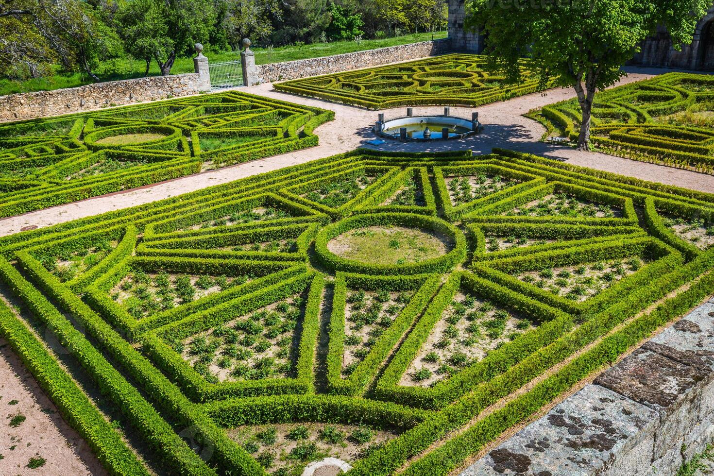 Garden in Castle Escorial at San Lorenzo near Madrid Spain photo