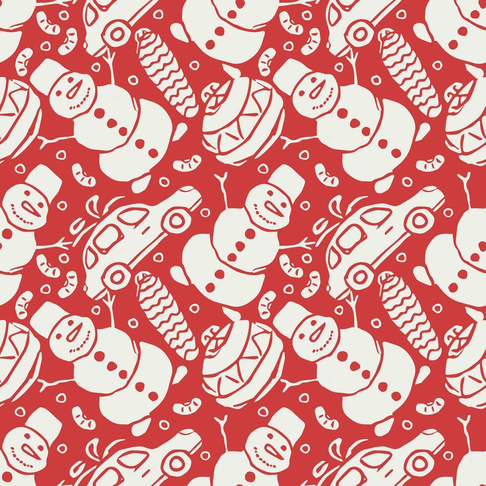 Seamless christmas pattern. New year background. Doodle illustration with christmas icons vector