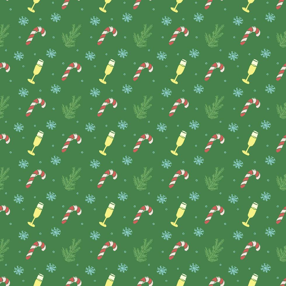 Seamless christmas pattern. New year background. Doodle illustration with christmas icons vector