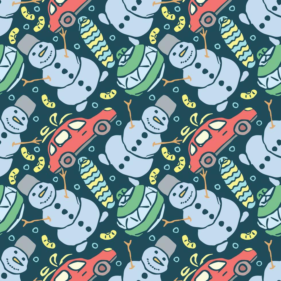 Seamless christmas pattern. New year background. Doodle illustration with christmas icons vector