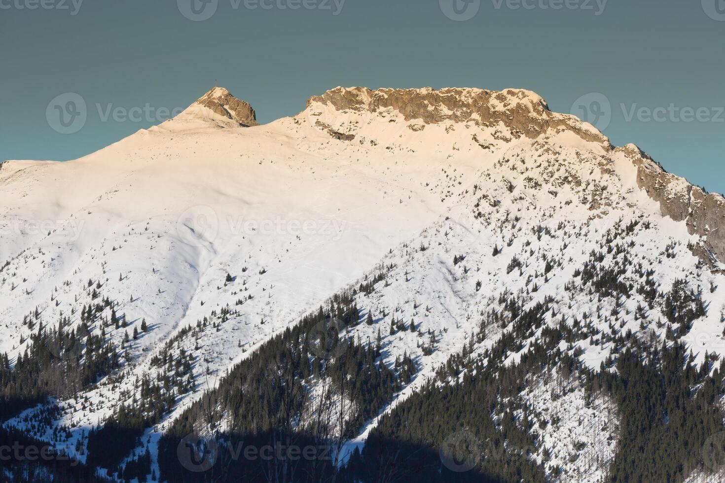 Winter view to Giewont in Tatra mountains in Zakopane,Poland photo