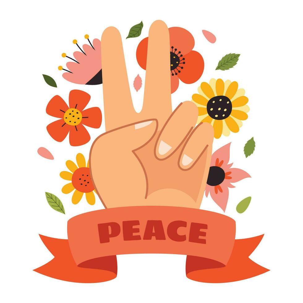 Vector Drawing Of Peace Hand Sign