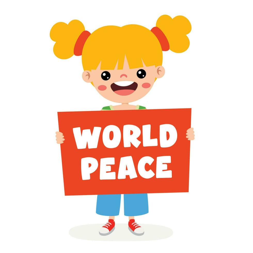 Cartoon Kid Posing With Peace Sign vector