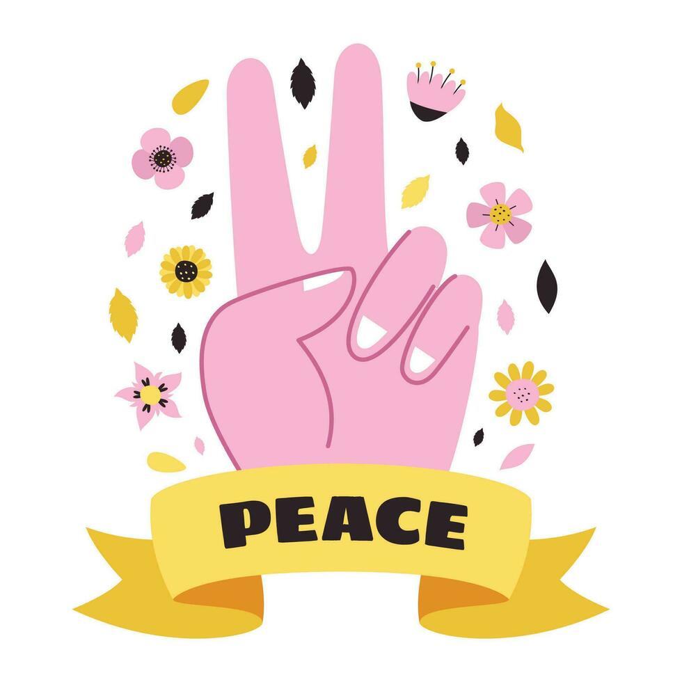 Vector Drawing Of Peace Hand Sign