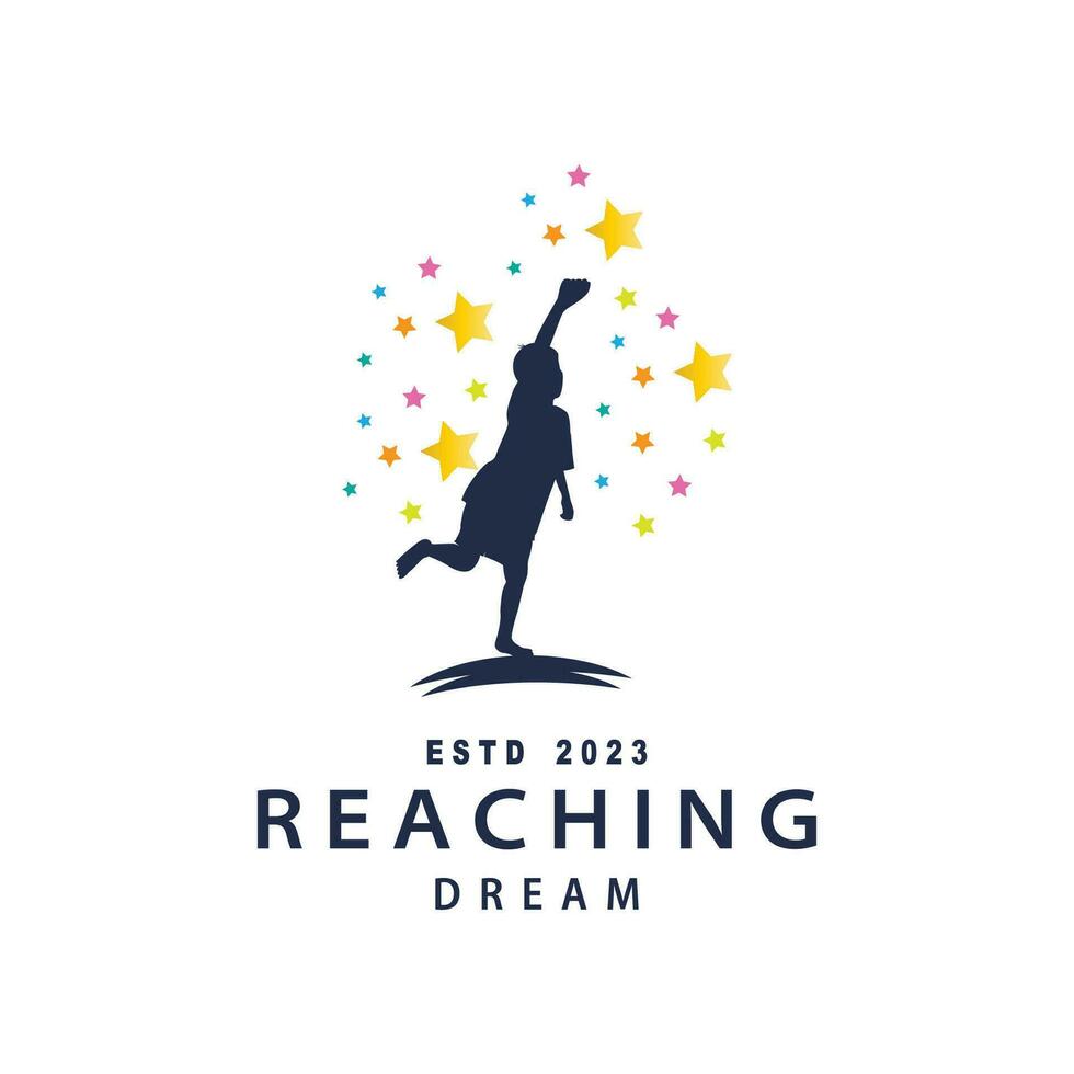 Dream Logo, Kids Dream Inspiration Design, Fun Learning Star Reach Vector, Kids Dream Logo Template vector