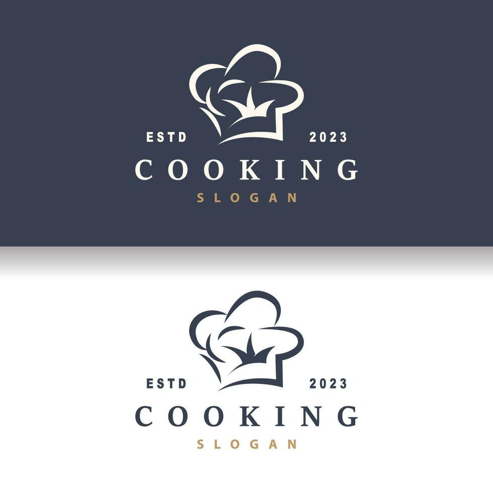 Chef Logo Design Cooking Inspiration And Chef Hat With Simple Lines For Restaurant Business Brands vector