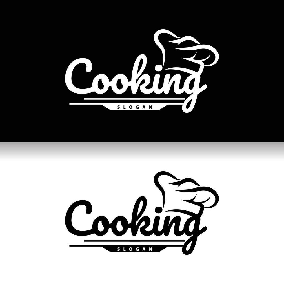 Chef Logo Design Cooking Inspiration And Chef Hat With Simple Lines For Restaurant Business Brands vector