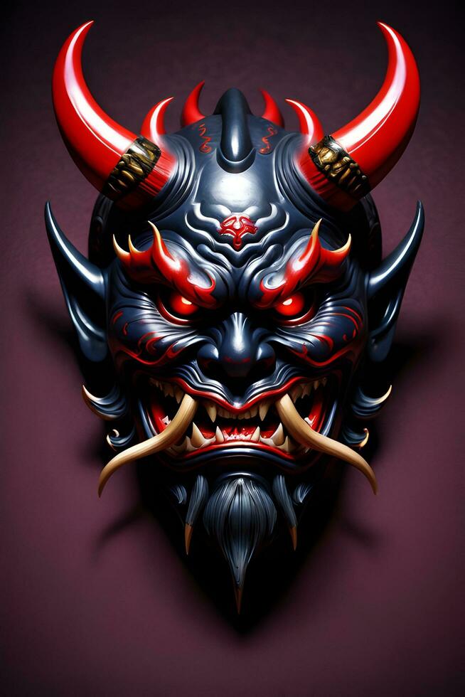 AI generated Japanese mask, oni mask, devil mask illustration photo