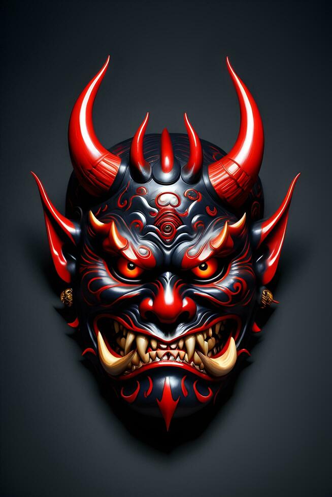 AI generated Japanese mask, oni mask, devil mask illustration photo