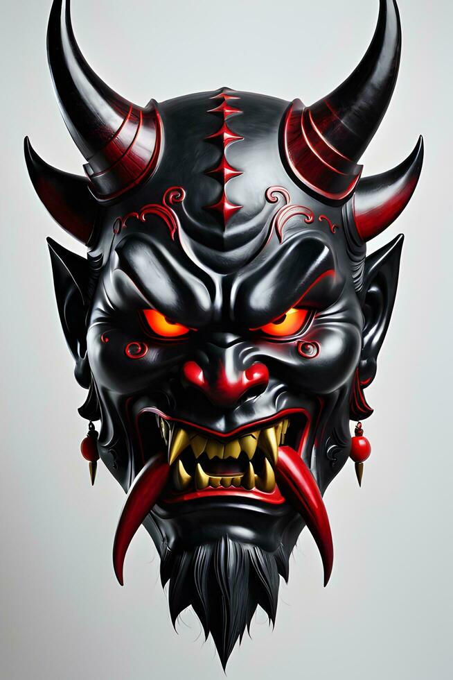 AI generated Japanese mask, oni mask, devil mask illustration photo