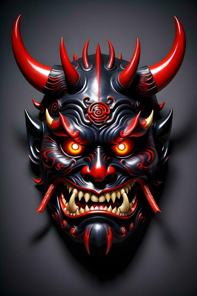 AI generated Japanese mask, oni mask, devil mask illustration photo