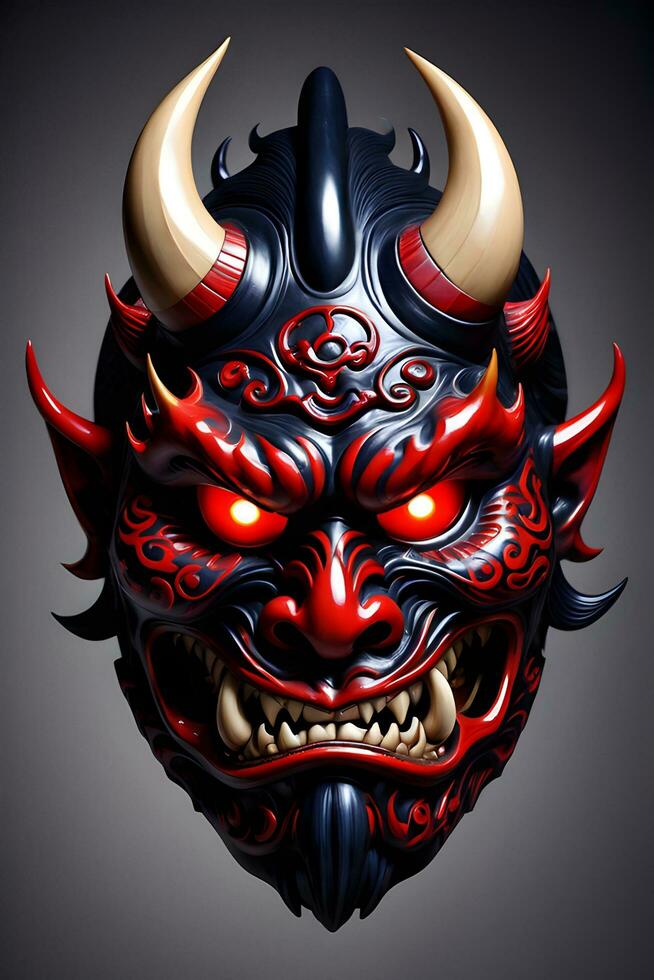 AI generated Japanese mask, oni mask, devil mask illustration photo