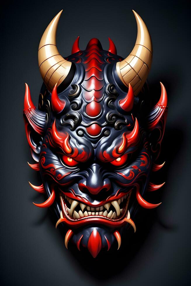 AI generated Japanese mask, oni mask, devil mask illustration photo